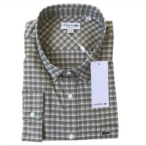 Lacoste Regular Fit Stretch Plaid Long Sleeve Shirt Size 2XL $120